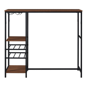 Mesa de bar Stjørdal con estante para botellas Negro/Aspecto nogal [en.casa]