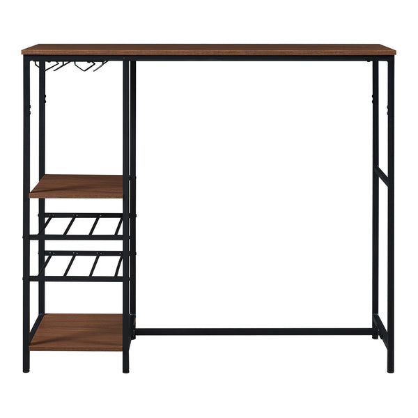 Mesa de bar Stjørdal con estante para botellas Negro/Aspecto nogal [en.casa]