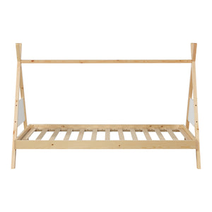 Cama tipi Siikajoki con colchón 90x200cm madera de pino natural [en.casa]