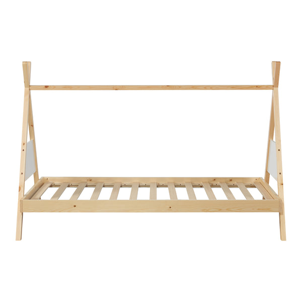 Cama tipi Siikajoki con colchón 90x200cm madera de pino natural [en.casa]