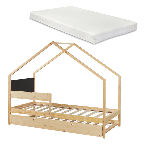 Cama casita Sodankylä con cama extraíble con colchón 90x200cm [en.casa]