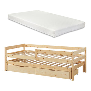 Cama doble para niños Sonkajärvi con colchón 90x200cm natural [en.casa]