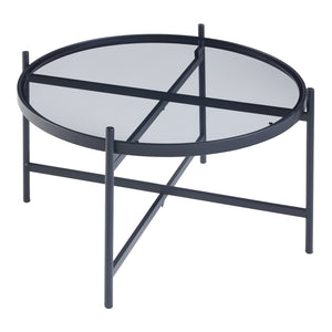 Conjunto de mesa de centro Lier de 2 piezas. Tapa de vidrio negra [en.casa]