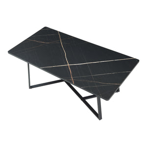 Mesa de centro Riskiften 120x60x48 cm efecto mármol, negro [en.casa]