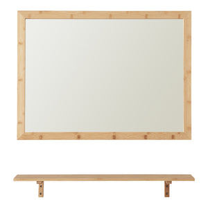 Espejo de pared con estante en juego Boksereys Bambú Natural [en.casa]