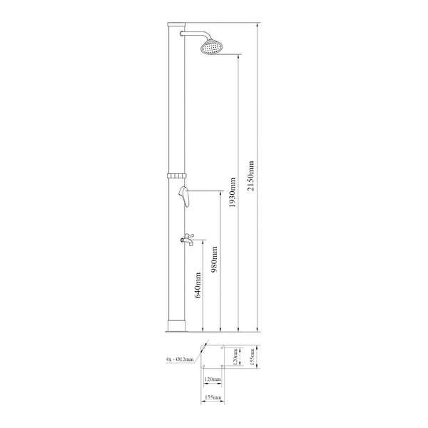 Ducha solar Frerievn con ducha para pies 215 cm 18L [casa.pro]