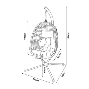 Silla colgante Edeng con estructura 196x110x95 cm Gris [en.casa]