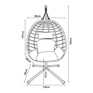 Silla colgante Kandsvas con estructura 198x110x95 cm Gris [en.casa]