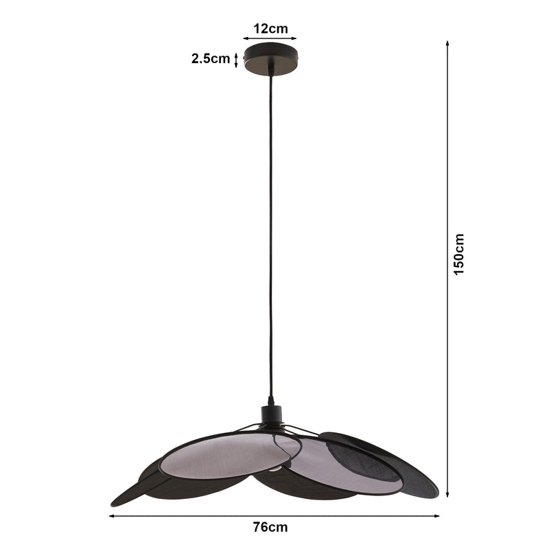 Esquema acotado Lámpara colgante Blackwood Metal/Textil Negro [lux.pro]