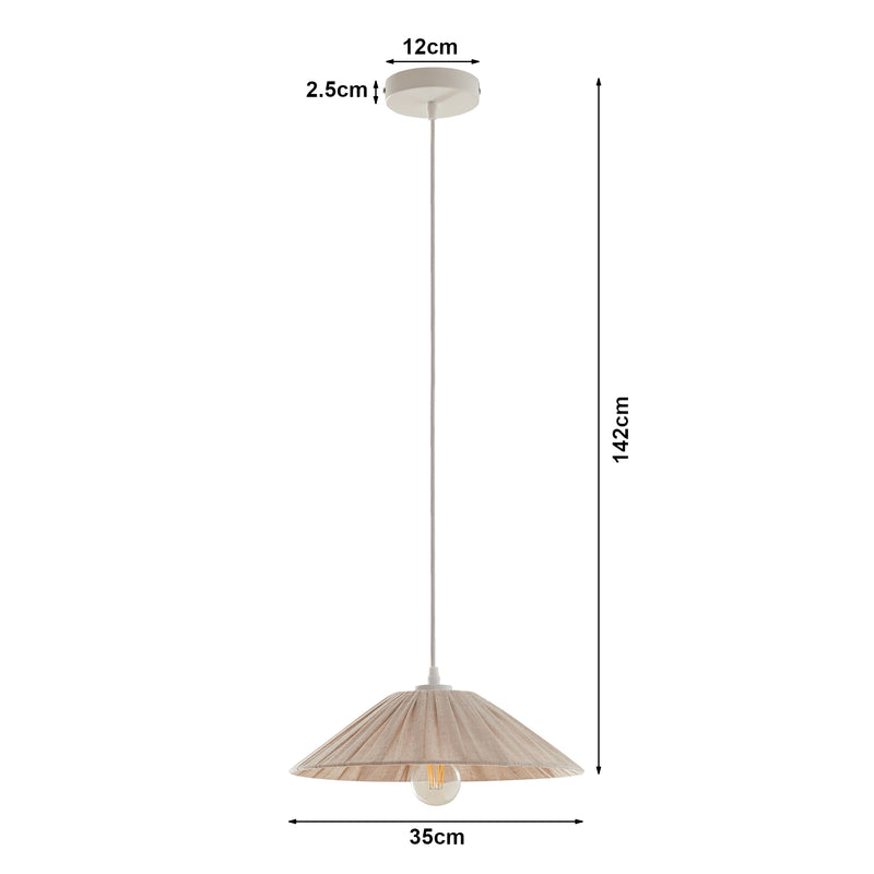 Esquema acotado Lámpara colgante Bridge Blanco/Beige [lux.pro]