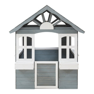 Casita infantil Vesa 138x120x102 cm Madera de abeto Gris [casa.pro]