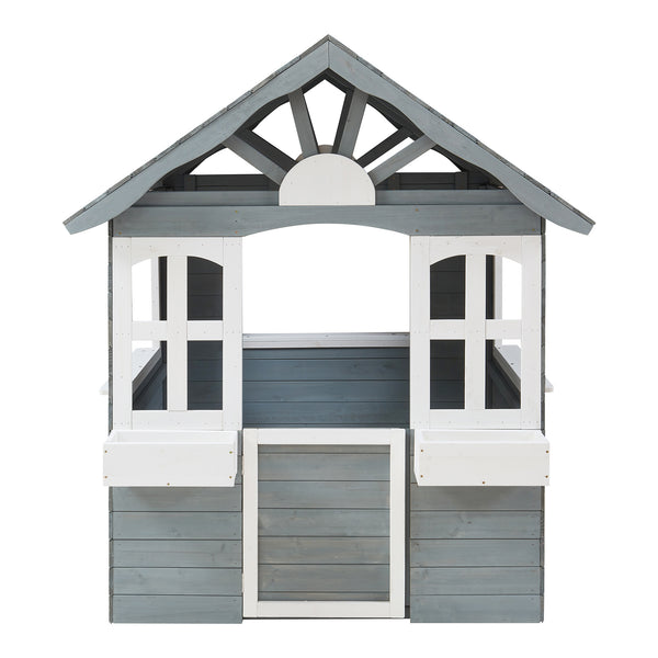 Casita infantil Vesa 138x120x102 cm Madera de abeto Gris [casa.pro]