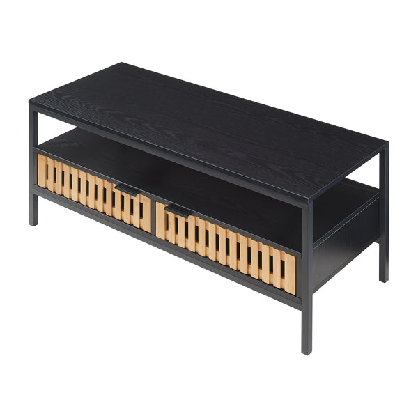 Mesa de centro Luniehti 100x40x48 cm Negro/Natural [en.casa]