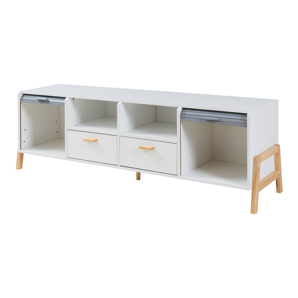 Mueble de televisión Kvaefjord 160x40x52 cm Blanco/Gris [en.casa]