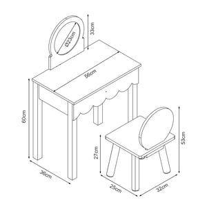 Tocador infantil con silla Vestnes Cotton Candy/Blanco [en.casa]