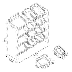 Estantería infantil Vestnes con 12 cajas de almacenamiento 78x86x27 cm Cotton Candy/Blanco [en.casa]