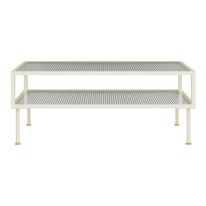 Mesa de centro Lindau de acero con tablero de vidrio 100x50x46 cm crema blanca [en.casa]