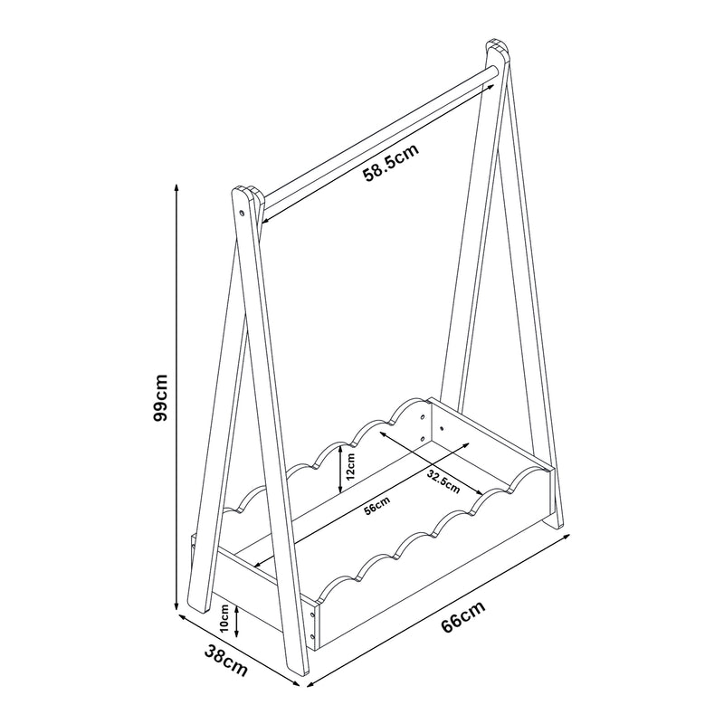 Esquema acotado Guardarropa infantil Vestnes 99x66x38 cm [en.casa]