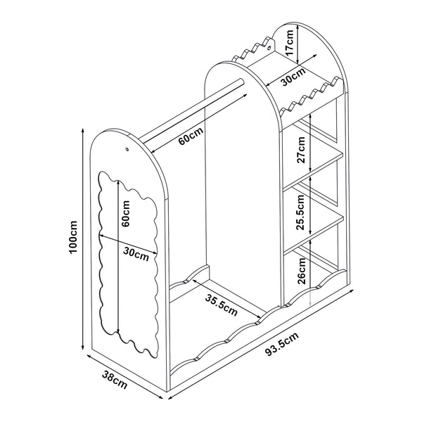 Perchero infantil Vestnes con espejo 100x94x38 cm Cotton Candy [en.casa]