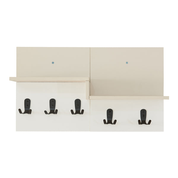 Perchero de pared Botaruvn con 2 estantes 34x59x13 cm Beige/Blanco [en.casa]