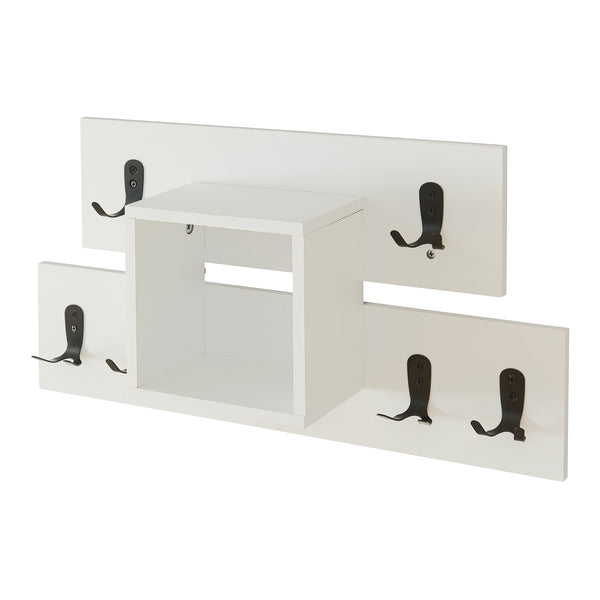 Perchero de pared Vänd con compartimento de almacenamiento 32x60x14 cm Blanco [en.casa]