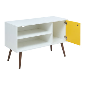Mueble de televisión Vare 100x40x66 cm Blanco/Amarillo [en.casa]