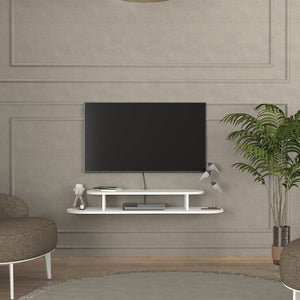 Mueble bajo de TV colgante Targema 120x30x16 cm Blanco [en.casa]