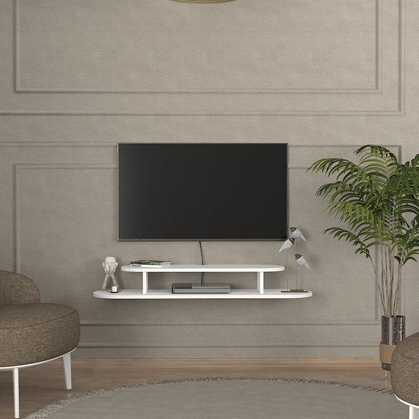Mueble bajo de TV colgante Targema 120x30x16 cm Blanco [en.casa]