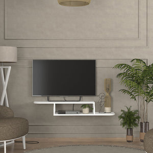 Mueble bajo de TV colgante Kershaby 120x30x19 cm Blanco [en.casa]