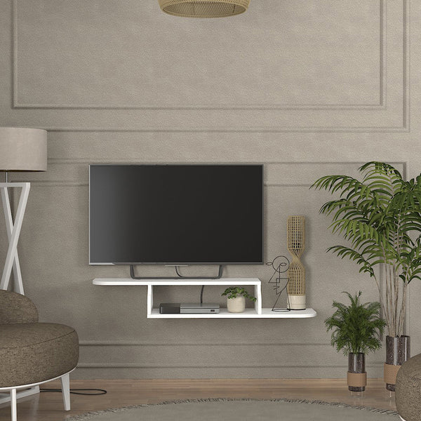 Mueble bajo de TV colgante Kershaby 120x30x19 cm Blanco [en.casa]