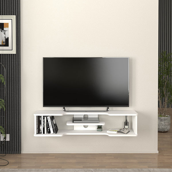 Mueble bajo de TV colgante Yrela 120x30x26 cm Blanco [en.casa]