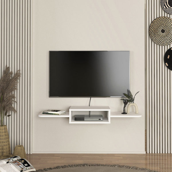 Mueble bajo de TV colgante Tar 115x30x16 cm Blanco [en.casa]