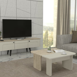 Mesa de centro Boneksbelt de 2 piezas en colores piedra arenisca y travertino [en.casa]