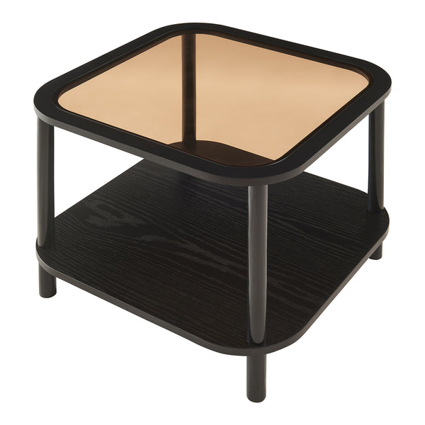 Mesa auxiliar Latama con tablero de vidrio 51x51x45 cm Negro/vidrio bronce [en.casa]