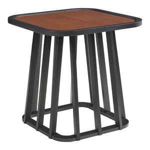 Mesa auxiliar Burgess 51x51x51 cm Negro/Aspecto nogal [en.casa]
