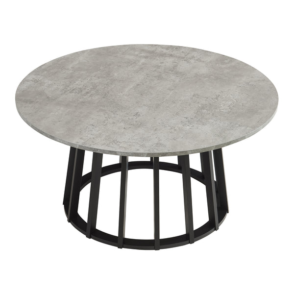 Mesa de centro Buzzard Ø90x45 cm Negro/Aspecto hormigón [en.casa]
