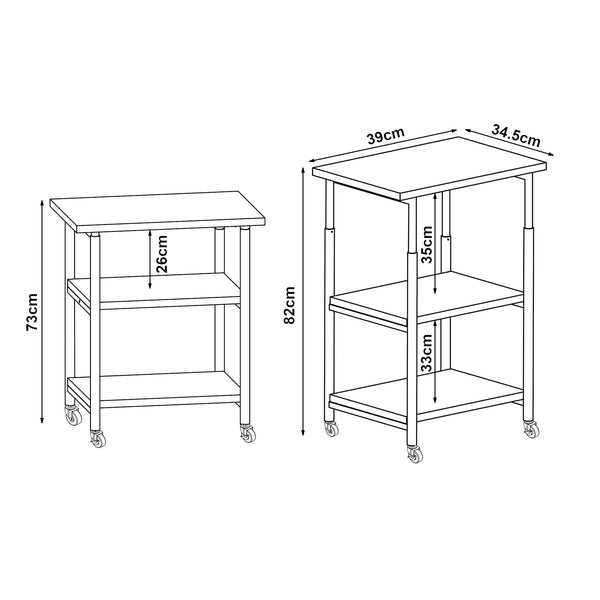 Mesa de impresora con ruedas Janertu 82x39x35 cm Blanco [en.casa]