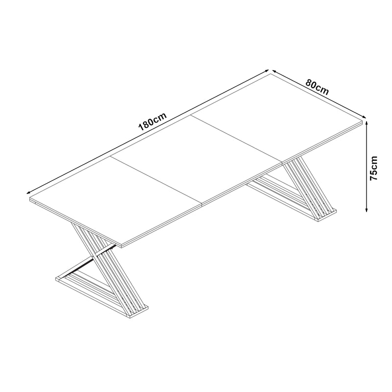 Esquema acotado Mesa de comedor Hujaari para 6 personas efecto mármol, blanco / dorado [en.casa]