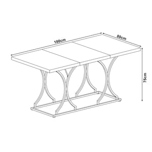 Mesa de comedor Figa para 6 personas efecto mármol, blanco / dorado [en.casa]