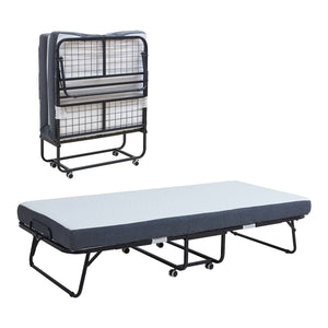 Cama plegable de metal Borjavle con colchón 200x90cm Negro [en.casa]