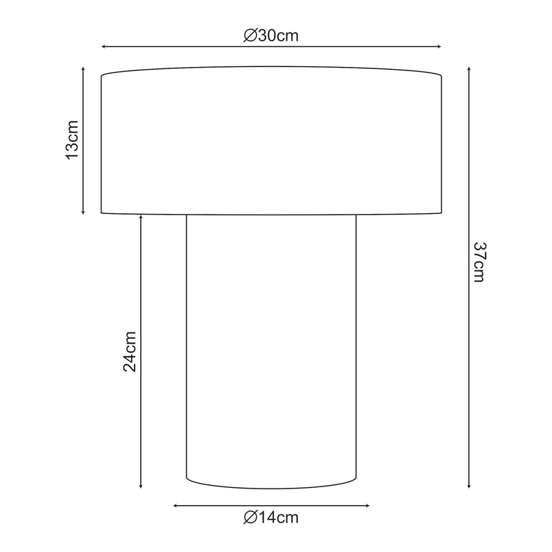 Esquema acotado Lámpara de mesa Kömn metal 37x30x30 cm marrón [lux.pro]