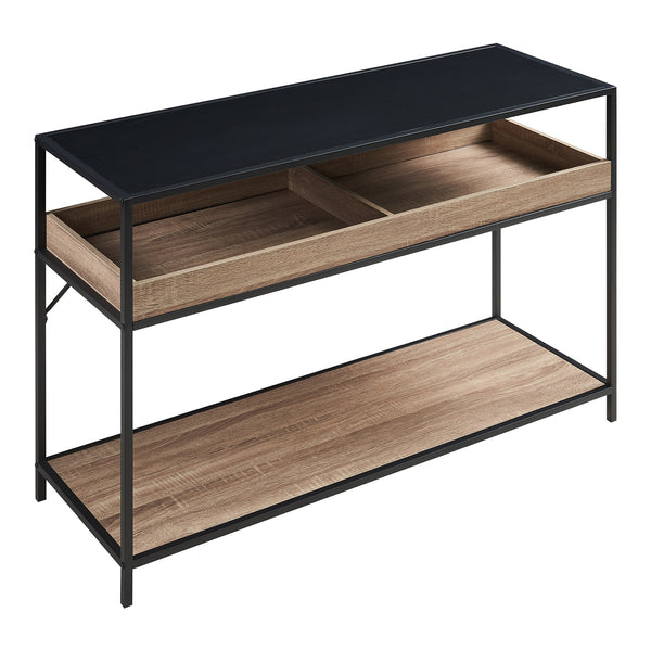 Mesa consola Belana 110x40x80 cm Negro/Aspecto roble [en.casa]