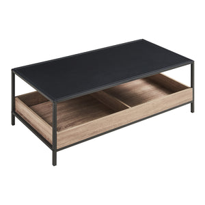 Mesa de centro Belana 100x48x39 cm Negro/Aspecto roble [en.casa]