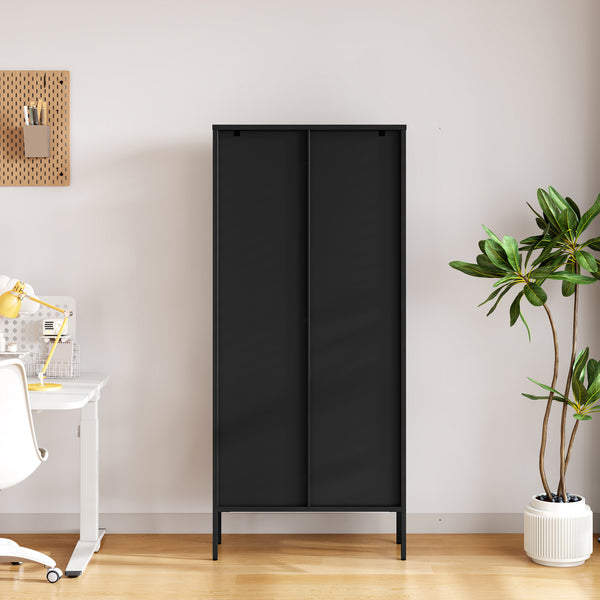 Vitrina Vinterhavn 180x80x35 cm Acero Negro [en.casa]