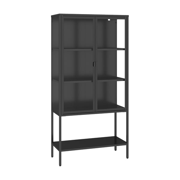 Vitrina Borshavisa de acero, 2 puertas, 160x80x35 cm, negro [en.casa]