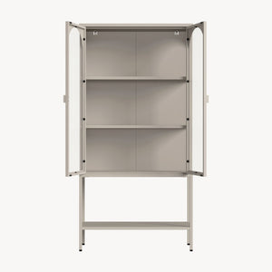Vitrina Klippestad con 2 puertas arqueadas acero 160x80x35cm Gris cálido [en.casa]