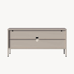 Vitrina Klippestad con 3 puertas arqueadas acero 118x35x55cm Gris cálido [en.casa]