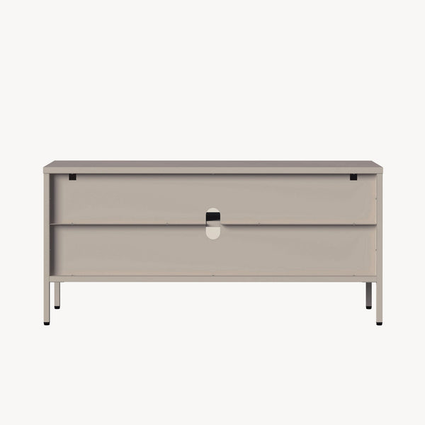 Vitrina Klippestad con 3 puertas arqueadas acero 118x35x55cm Gris cálido [en.casa]