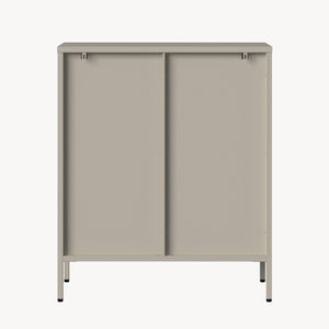 Vitrina Klippestad con 2 puertas arqueadas acero 95x80x35cm Gris cálido [en.casa]