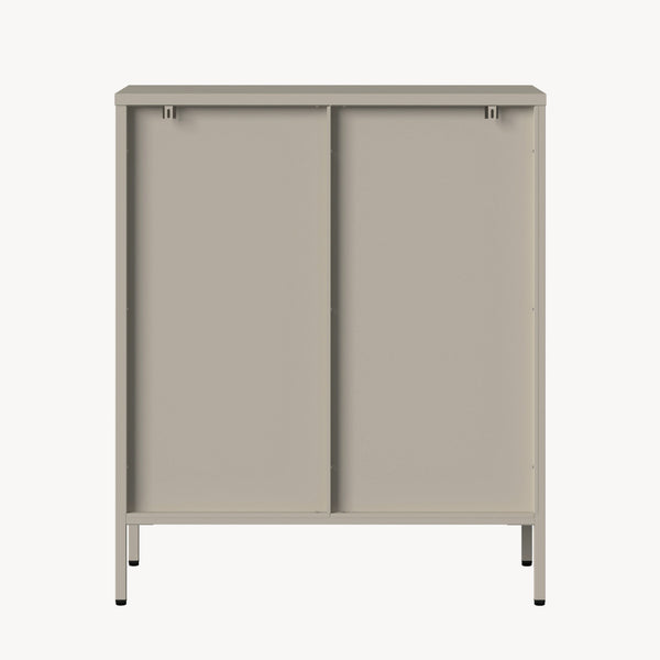 Vitrina Klippestad con 2 puertas arqueadas acero 95x80x35cm Gris cálido [en.casa]